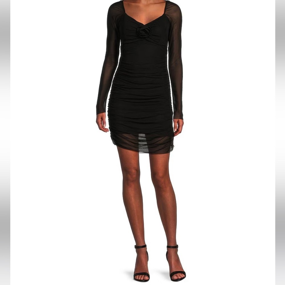 C&V Chelsea & Violet
Long Sleeve V-Neck Rosette Mesh Dress - Picture 6 of 10